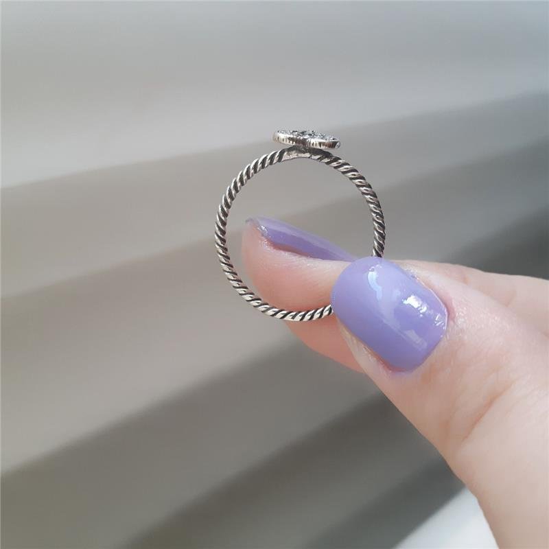 ANEL PRATA 925 CORAÇÃO COM PEDRA
