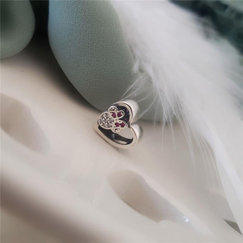 BERLOQUE PRATA 925 MURANO CORAÇÃO MINNIE