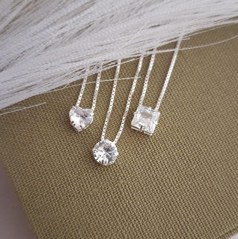 COLAR PRATA 925 PONTO LUZ CORAÇÃO CAIXA INGLESA 40 CM