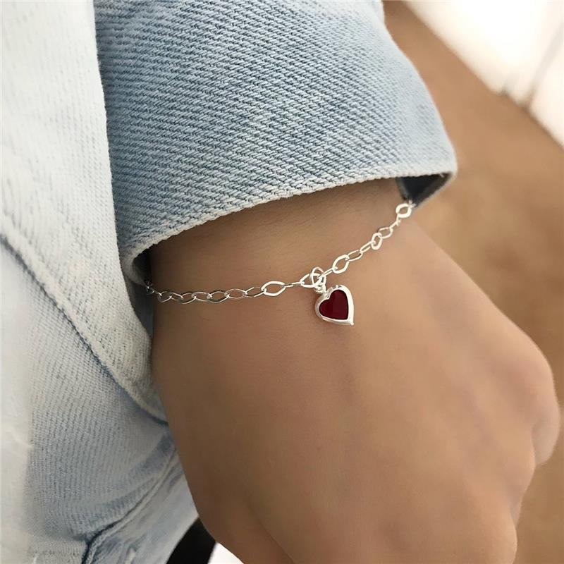 PULSEIRA PRATA 925 CORAÇÃO PEDRA COLORIDA