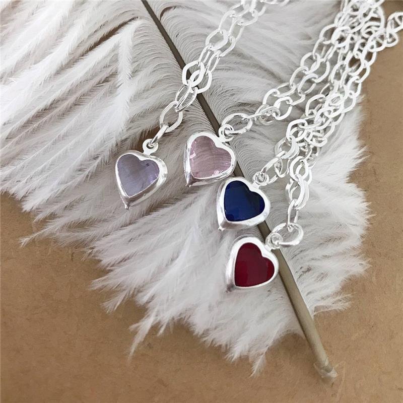 PULSEIRA PRATA 925 CORAÇÃO PEDRA COLORIDA