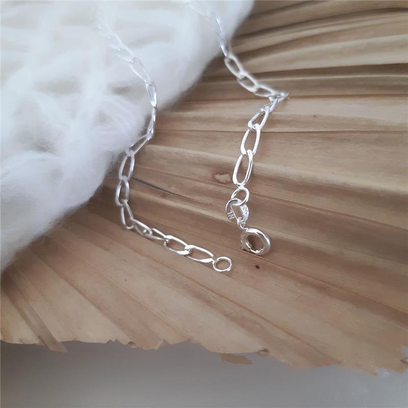 PULSEIRA PRATA 925 ELOS GROUMET 21 CM