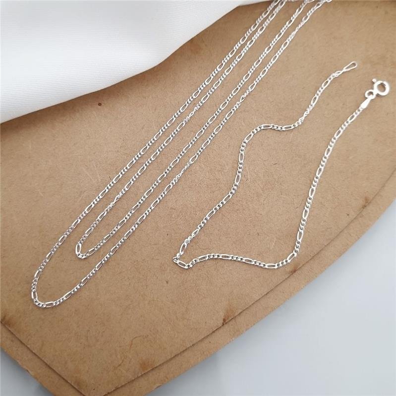 PULSEIRA PRATA 925 MASCULINA ELOS FÍGARO 3X1 1MM