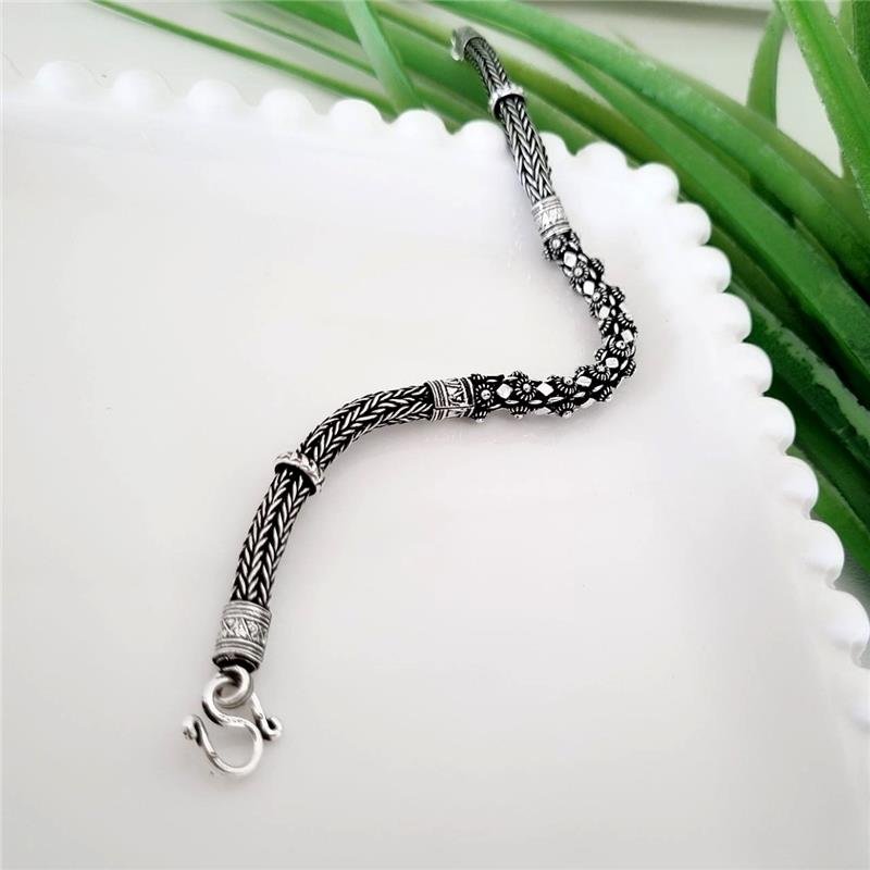 PULSEIRA PRATA 925 PEKUN CORDA COM LOSANGOS