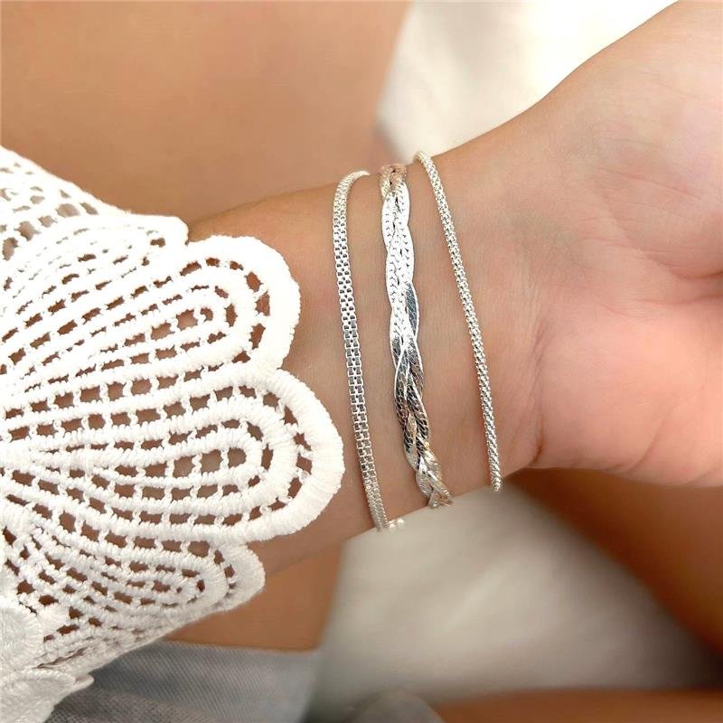 PULSEIRA PRATA 925 VENEZIANA 2 FIOS