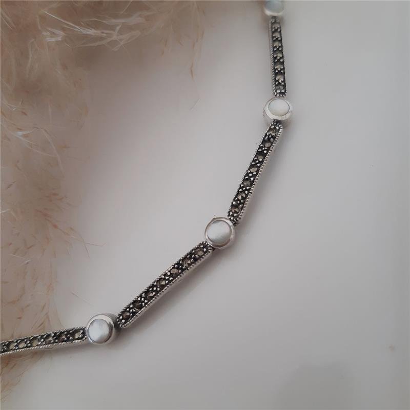 PULSEIRA PRATA 927 LUXO CÍRCULOS BARRAS PEDRA NATURAL